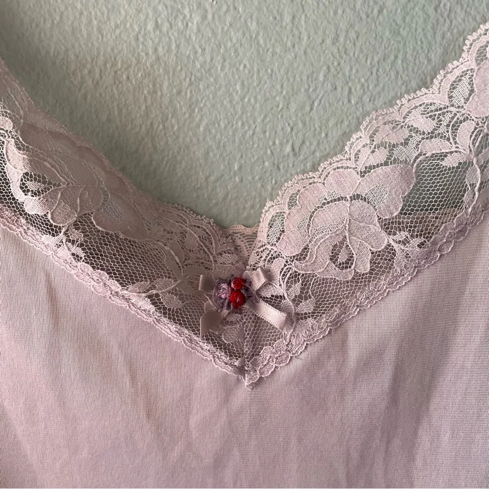 ♦️5/$15♦️Beau Trix | Vintage 80s Light Purple Nylon Slip Tank Top - Picture 4 of 9